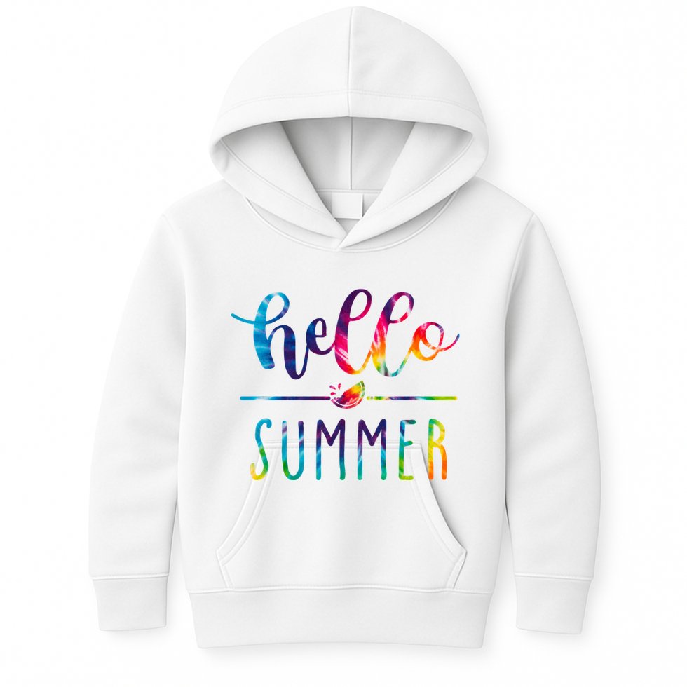 Hello Summer Colorful Rainbow Kids Hoodie