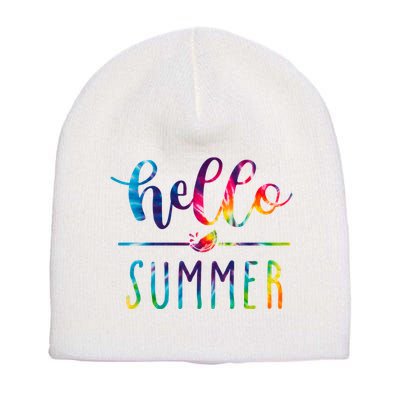Hello Summer Colorful Rainbow Short Acrylic Beanie