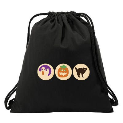 Halloween Sugar Cookie Spooky Season Cat Pumpkin Boo Ghost Drawstring Bag