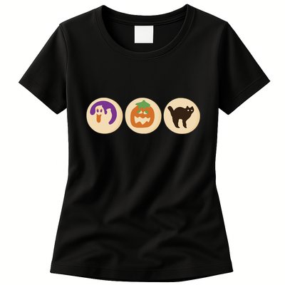 Halloween Sugar Cookie Spooky Season Cat Pumpkin Boo Ghost Womens T-Shirt