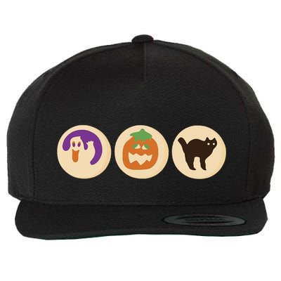 Halloween Sugar Cookie Spooky Season Cat Pumpkin Boo Ghost Wool Snapback Cap