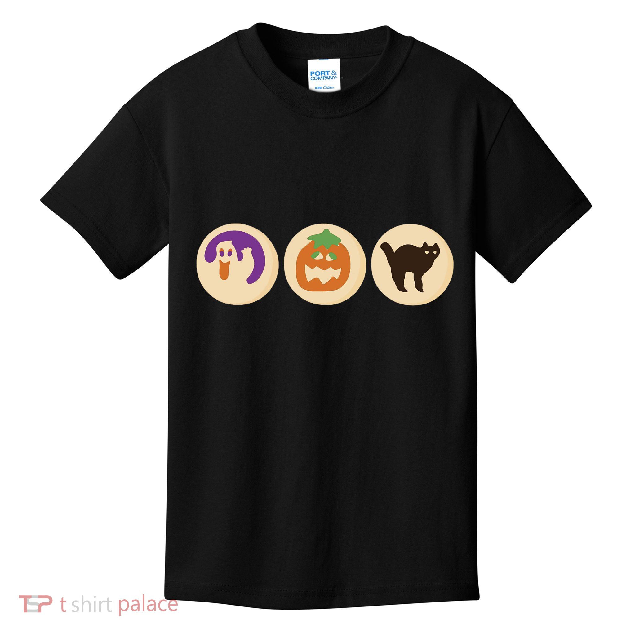 Halloween Sugar Cookie Spooky Season Cat Pumpkin Boo Ghost Kids T-Shirt