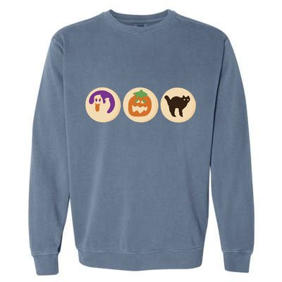 Halloween Sugar Cookie Spooky Season Cat Pumpkin Boo Ghost Garment-Dyed Sweatshirt