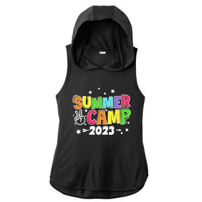 Happy Summer Camp Love Outdoor Activities For Girls Ladies PosiCharge Tri-Blend Wicking Draft Hoodie Tank