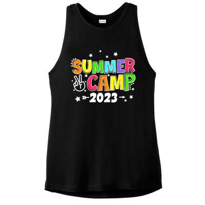 Happy Summer Camp Love Outdoor Activities For Girls Ladies PosiCharge Tri-Blend Wicking Tank