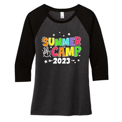 Happy Summer Camp Love Outdoor Activities For Girls Women's Tri-Blend 3/4-Sleeve Raglan Shirt