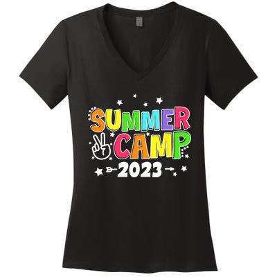 Happy Summer Camp Love Outdoor Activities For Girls Women's V-Neck T-Shirt