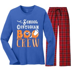 Halloween School Custodian Gift Women's Long Sleeve Flannel Pajama Set 