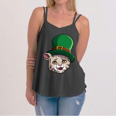 Happy Saint Catty's Day Irish Cat Leprechaun St Patricks Day Great Gift Women's Strappy Tank