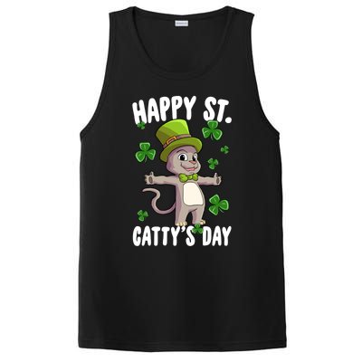 Happy Saint Catty's Day St Patricks Day Irish Cat Leprechaun Gift PosiCharge Competitor Tank