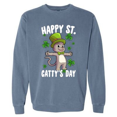 Happy Saint Catty's Day St Patricks Day Irish Cat Leprechaun Gift Garment-Dyed Sweatshirt