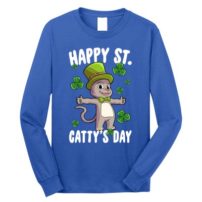 Happy Saint Catty's Day St Patricks Day Irish Cat Leprechaun Gift Long Sleeve Shirt