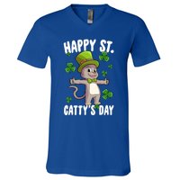 Happy Saint Catty's Day St Patricks Day Irish Cat Leprechaun Gift V-Neck T-Shirt