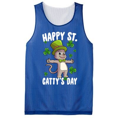 Happy Saint Catty's Day St Patricks Day Irish Cat Leprechaun Gift Mesh Reversible Basketball Jersey Tank