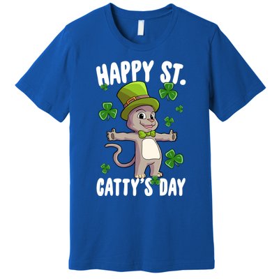 Happy Saint Catty's Day St Patricks Day Irish Cat Leprechaun Gift Premium T-Shirt