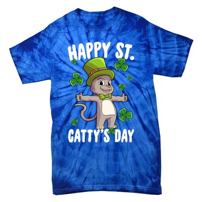 Happy Saint Catty's Day St Patricks Day Irish Cat Leprechaun Gift Tie-Dye T-Shirt