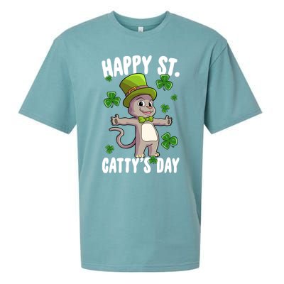 Happy Saint Catty's Day St Patricks Day Irish Cat Leprechaun Gift Sueded Cloud Jersey T-Shirt