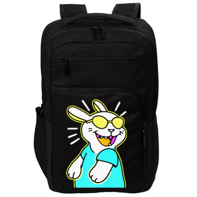 Happy Smiling Cartoon Easter Bunny With Yellow Glasses Impact Tech Backpack