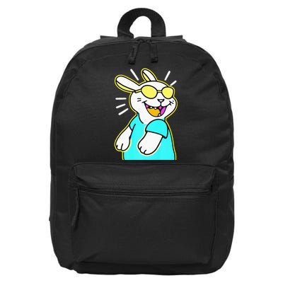 Happy Smiling Cartoon Easter Bunny With Yellow Glasses 16 in Basic Backpack