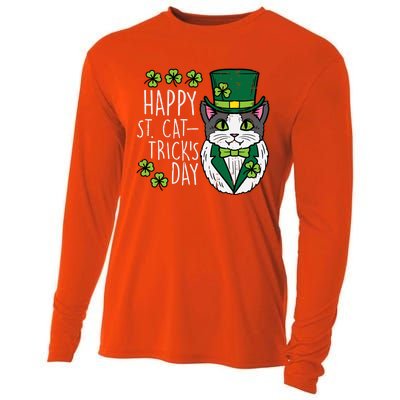 Happy St Cat Tricks Patricks Day Funny Pet Gift Cooling Performance Long Sleeve Crew