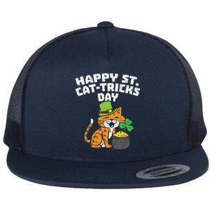 Happy St Catgifttricks Day Cat Saint Paddys St Patricks Day Gift Flat Bill Trucker Hat