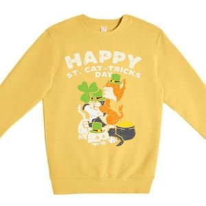 Happy St Catgifttricks Day Cats Saint Paddys St Patricks Day Gift Premium Crewneck Sweatshirt