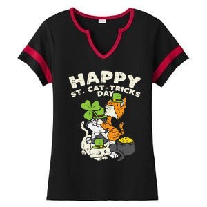 Happy St Catgifttricks Day Cats Saint Paddys St Patricks Day Gift Ladies Halftime Notch Neck Tee