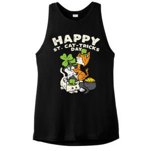 Happy St Catgifttricks Day Cats Saint Paddys St Patricks Day Gift Ladies PosiCharge Tri-Blend Wicking Tank