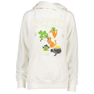 Happy St Catgifttricks Day Cats Saint Paddys St Patricks Day Gift Womens Funnel Neck Pullover Hood