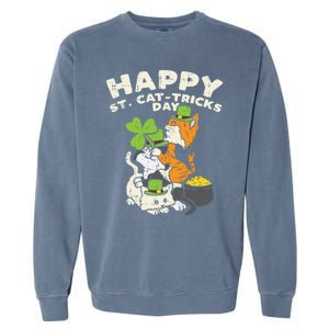 Happy St Catgifttricks Day Cats Saint Paddys St Patricks Day Gift Garment-Dyed Sweatshirt