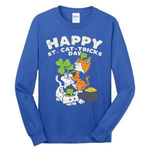 Happy St Catgifttricks Day Cats Saint Paddys St Patricks Day Gift Tall Long Sleeve T-Shirt