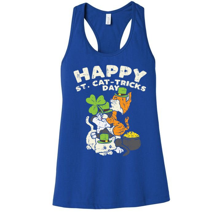 Happy St Catgifttricks Day Cats Saint Paddys St Patricks Day Gift Women's Racerback Tank