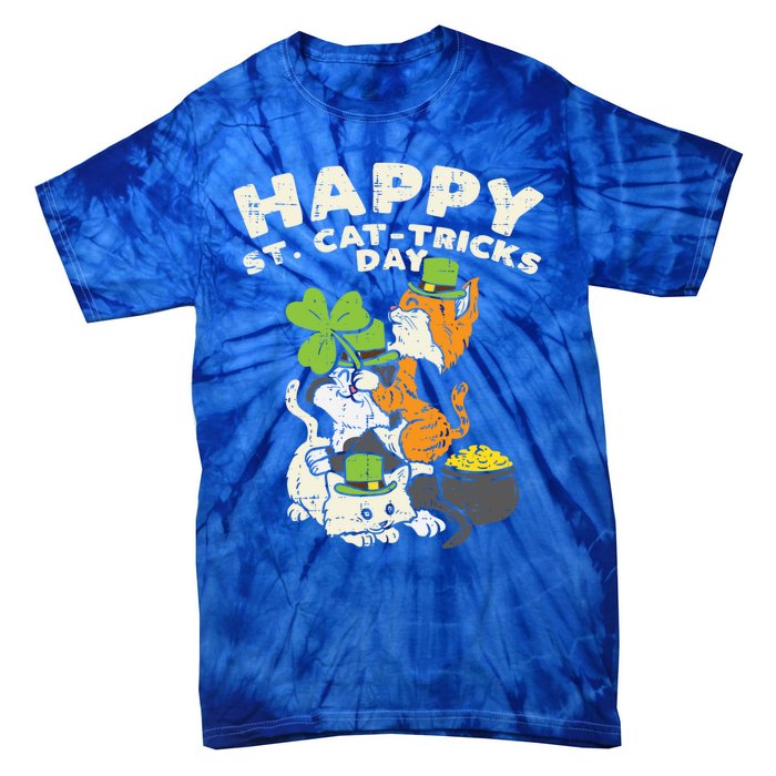 Happy St Catgifttricks Day Cats Saint Paddys St Patricks Day Gift Tie-Dye T-Shirt