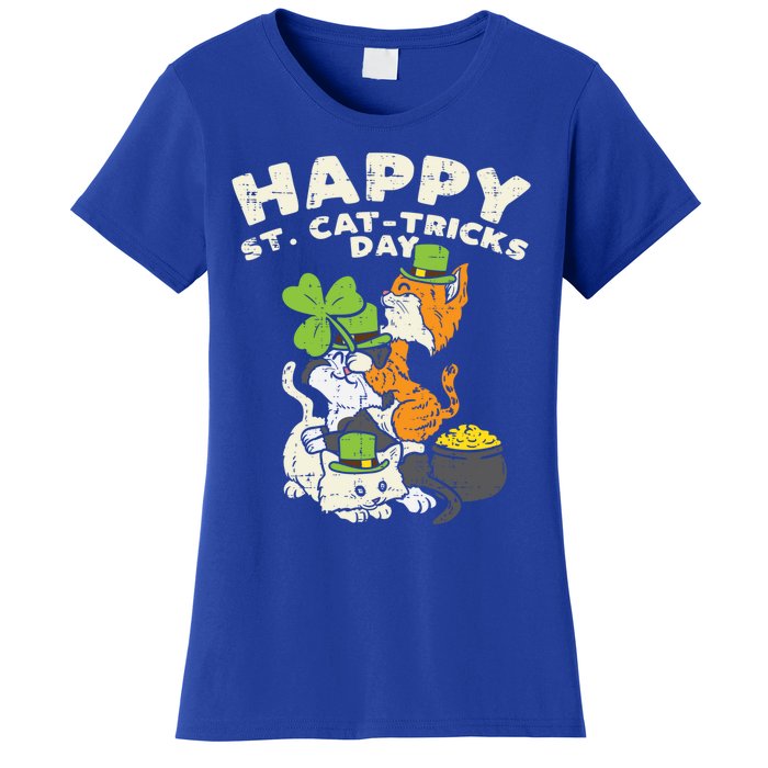 Happy St Catgifttricks Day Cats Saint Paddys St Patricks Day Gift Women's T-Shirt