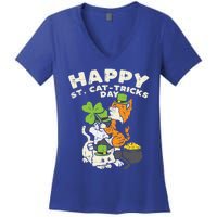 Happy St Catgifttricks Day Cats Saint Paddys St Patricks Day Gift Women's V-Neck T-Shirt