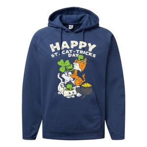 Happy St Catgifttricks Day Cats Saint Paddys St Patricks Day Gift Performance Fleece Hoodie