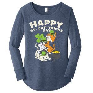 Happy St Catgifttricks Day Cats Saint Paddys St Patricks Day Gift Women's Perfect Tri Tunic Long Sleeve Shirt