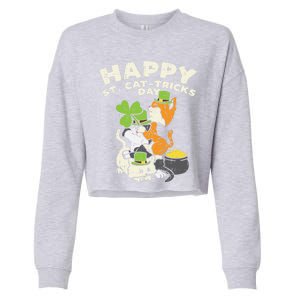 Happy St Catgifttricks Day Cats Saint Paddys St Patricks Day Gift Cropped Pullover Crew