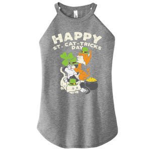 Happy St Catgifttricks Day Cats Saint Paddys St Patricks Day Gift Women's Perfect Tri Rocker Tank