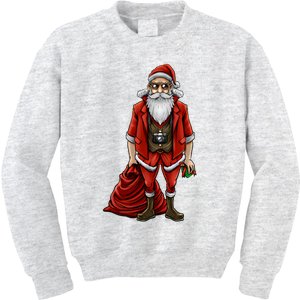 Hipster Santa Claus Christmas Kids Sweatshirt