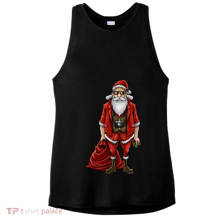 Hipster Santa Claus Christmas Ladies PosiCharge Tri-Blend Wicking Tank