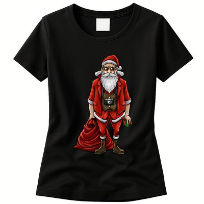 Hipster Santa Claus Christmas Womens T-Shirt