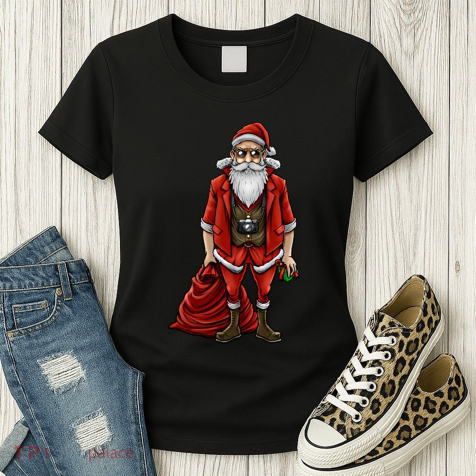 Hipster Santa Claus Christmas Womens T-Shirt