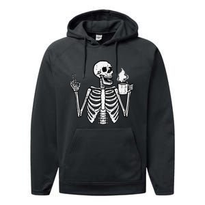 Halloween Skeleton Coffee Peace Funny Costume Performance Fleece Hoodie