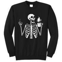 Halloween Skeleton Coffee Peace Funny Costume Sweatshirt