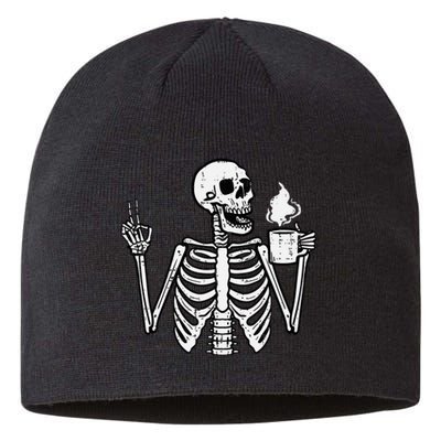 Halloween Skeleton Coffee Peace Funny Costume Sustainable Beanie