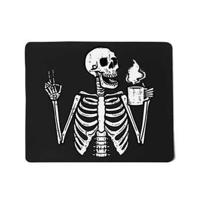 Halloween Skeleton Coffee Peace Funny Costume Mousepad