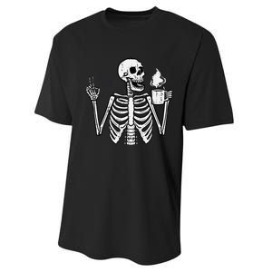 Halloween Skeleton Coffee Peace Funny Costume Performance Sprint T-Shirt