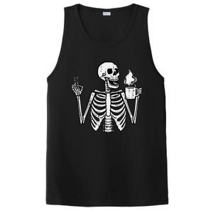 Halloween Skeleton Coffee Peace Funny Costume PosiCharge Competitor Tank