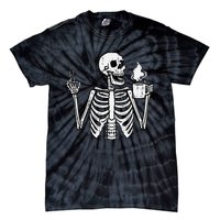 Halloween Skeleton Coffee Peace Funny Costume Tie-Dye T-Shirt